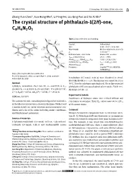 The Crystal Structure of Phthalazin-1 (2H)-One, C8H6N2O1