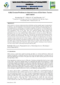 Gully Erosion Problems in Selected Areas of Edo State: Factors and Control