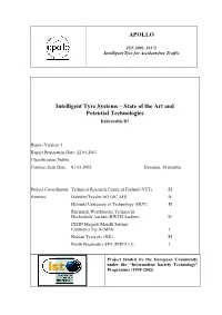Intelligent Tyre Systems – State of the Art and Potential Technologies Deliverable D7