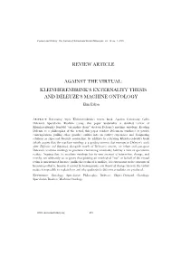 Kleinherenbrink's Externality Thesis and Deleuze's Machine Ontology