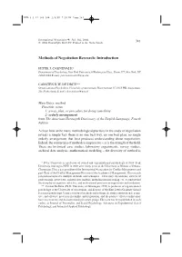 Methods of Negotiation Research: Introduction