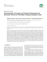 Neuromuscular, Perceptual, and Temporal Determinants of Movement Patterns in Wheelchair Fencing: Preliminary Study