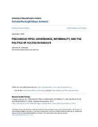 Precarious Pipes: Governance, Informality, and the Politics of Access in Karachi
