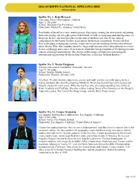 2016 Scripps National Spelling Bee Finalists