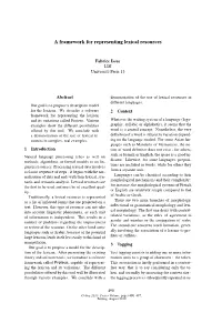 A Framework for Representing Lexical Resources