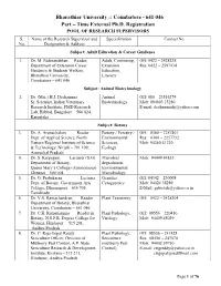 Bharathiar University :: Coimbatore - 641 046 Part – Time External Ph.D