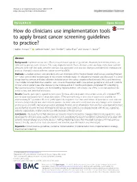 How Do Clinicians Use Implementation