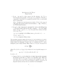 Introduction to Lie Theory Homework #6 1. Let G = G 1 ⊕ G2 Be a Direct