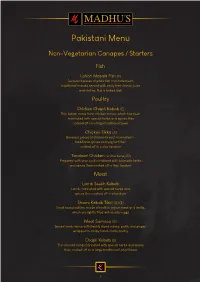 Pakistani Menu