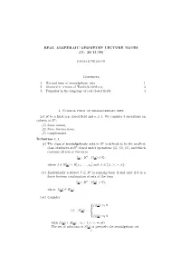 Real Algebraic Geometry Lecture Notes (11: 24/11/09)