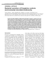Bacterial Secretion of D-Arginine Controls Environmental Microbial Biodiversity