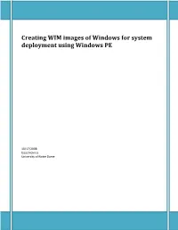 Creating WIM Images of Windows XP For