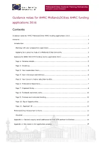 Guidance Notes for AHRC Midlands3cities AHRC Funding Applications 2016