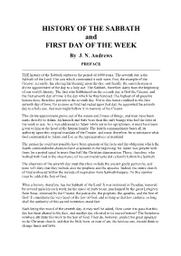 HISTORY of the SABBATH and FIRST DAY of the WEEK by J