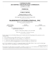 Mcdermott INTERNATIONAL, INC. (Exact Name of Registrant As Specified in Its Charter)