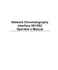Network Chromatography Interface 901/902 Operator's Manual