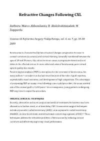 Refractive Changes Following CXL