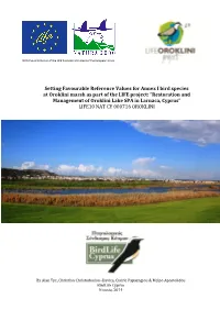 Setting Favourable Reference Values for Annex I Bird Species at Oroklini Marsh As Part of the LIFE Project: “Restoration and M