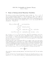 9 Sums of Independent Random Variables