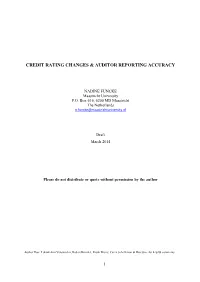 Credit Rating Changes & Auditor Reporting Accuracy