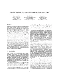 Detecting Malicious Web Links and Identifying Their Attack Types