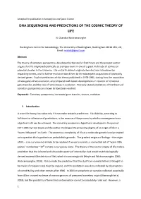 Dna Sequencing and Predictions of the Cosmic Theory of Life