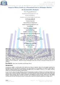 Impact of Micro Credit on a Household Level in Shikarpur District: an Econometric Analysis Prof