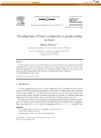 On Subgroups of Finite Complexity in Groups Acting on Trees