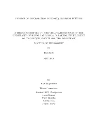 Physics of Information in Nonequilibrium Systems A