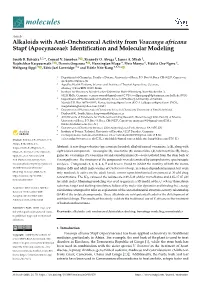 Alkaloids with Anti-Onchocercal Activity from Voacanga Africana Stapf (Apocynaceae): Identification and Molecular Modeling