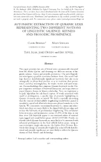Automatic Extraction of Quranic Lexis Representing