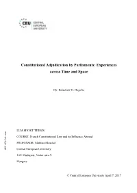 Constitutional Adjudication by Parliaments: Experiences Across Time and Space