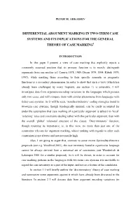 Differential Argument Marking in Two-Term Case