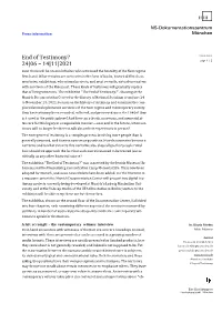 End of Testimony? 24|06 – 14|11|2021