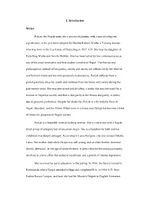 I. Introduction Writer Parijat, the Nepali Name for a Species of Jasmine With