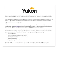Share Your Thoughts on the Government of Yukon's New Yukon