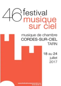 1 46E Festival Musique Sur Ciel De Cordes-Sur-Ciel – Du 18 Au 24