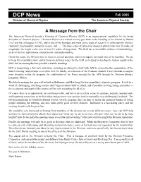 A Message from the Chair, Robin Hochstrasser