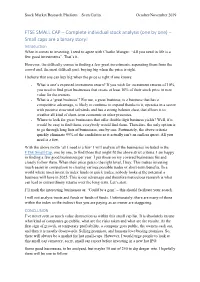 FTSE SMALL CAP – Complete Individual Stock Analysis (One By