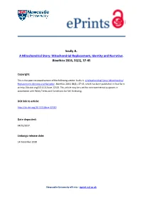 Mitochondrial Replacement, Identity and Narrative
