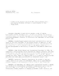 President Ronald Reagan Day; and Urging Oklahoma Citizens to Participate in This Observance
