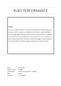 Rlbo Performance