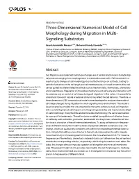 Three-Dimensional Numerical Model of Cell Morphology During Migration in Multi- Signaling Substrates