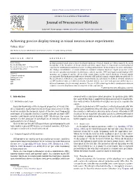 Achieving Precise Display Timing in Visual Neuroscience Experiments