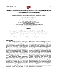 Impact of Egg Retention on Walking Behavior of Trichogramma Chilonis (Hymenoptera: Trichogrammatidae)