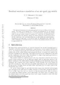 Residual Resistance Simulation of an Air Spark Gap Switch