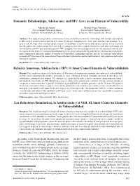 Romantic Relationships, Adolescence and HIV: Love As an Element of Vulnerability