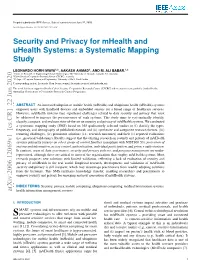 Security and Privacy for Mhealth and Uhealth Systems: a Systematic Mapping Study