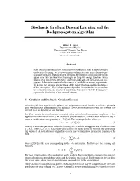 Stochastic Gradient Descent Learning and the Backpropagation Algorithm