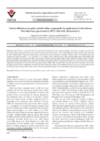 Variety Differences in Garlic Volatile Sulfur Compounds, by Application of Selected Ion Flow Tube Mass Spectrometry (SIFT–MS) with Chemometrics